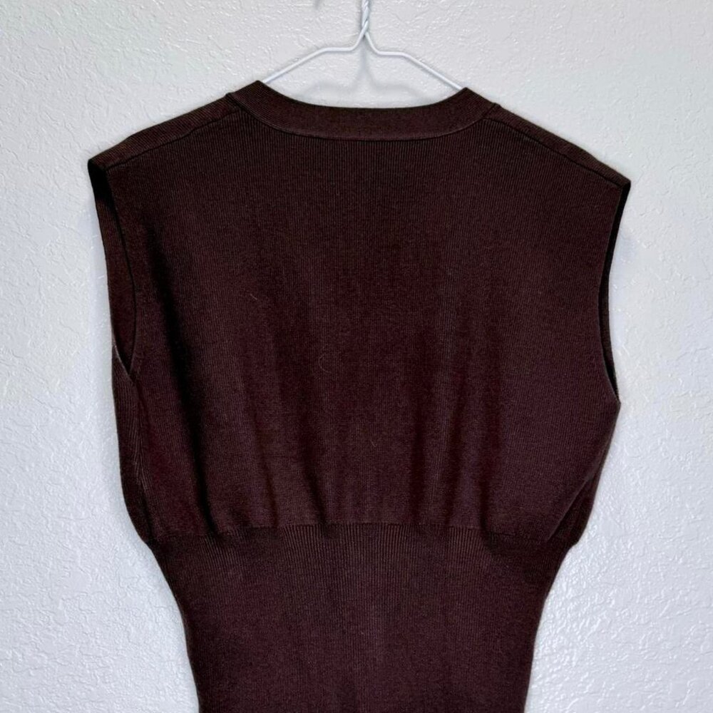 Commense V Neck Buttoned Sweater Vest Small Brown Knit Pre-Owned Womens - Picture 5 of 7